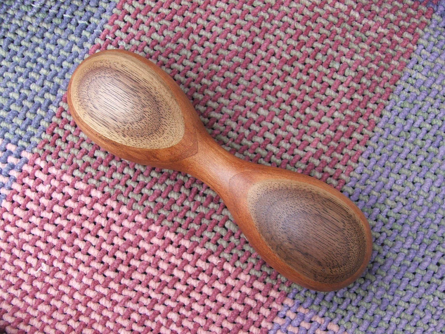 Handcrafted Wooden Rattle in Cherry and Walnut - Natural Baby Rattle