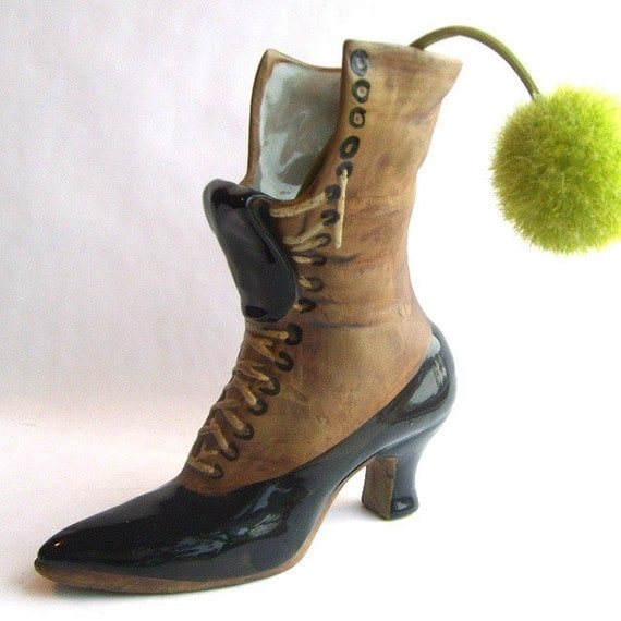 Ceramic Victorian Lace Boot Vase by SweetLoveVintage on Etsy