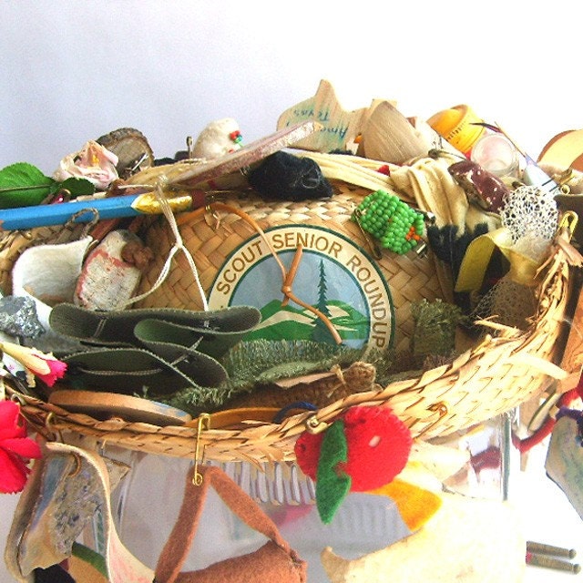 1962 Girl Scout Senior Roundup Camp Memory Trading Pin Hat