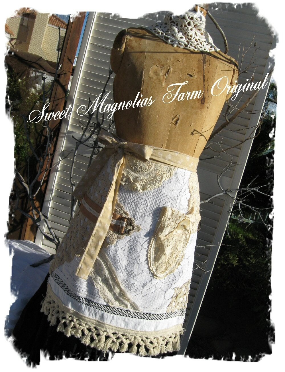 Farmhouse Romance Lace Apron - Rustic Romance - Fancy Farm Girl - .4 the Vintage Girl