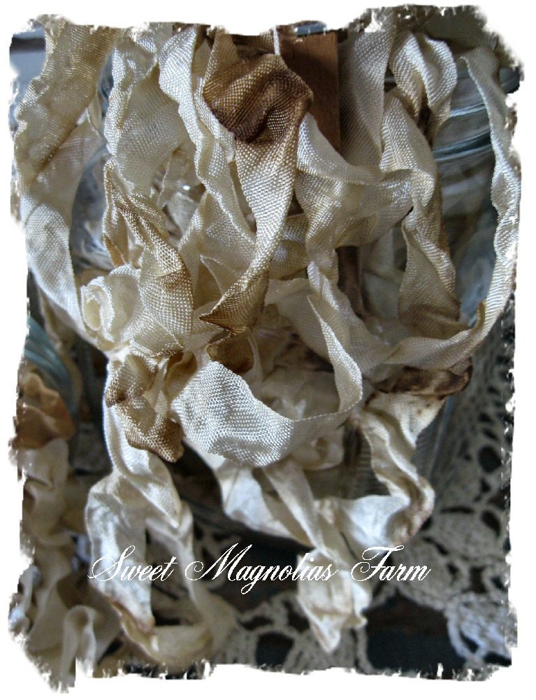 Romantic Aged Crinkled Seam Binding by the Yard for your Pleasure ..