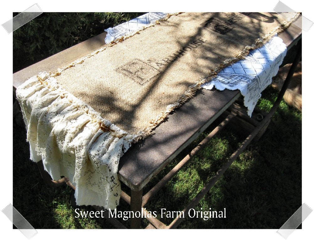 Burlap  Table Runner ... Customize with your own Sentiment, Saying, Scripture, Or Family Name