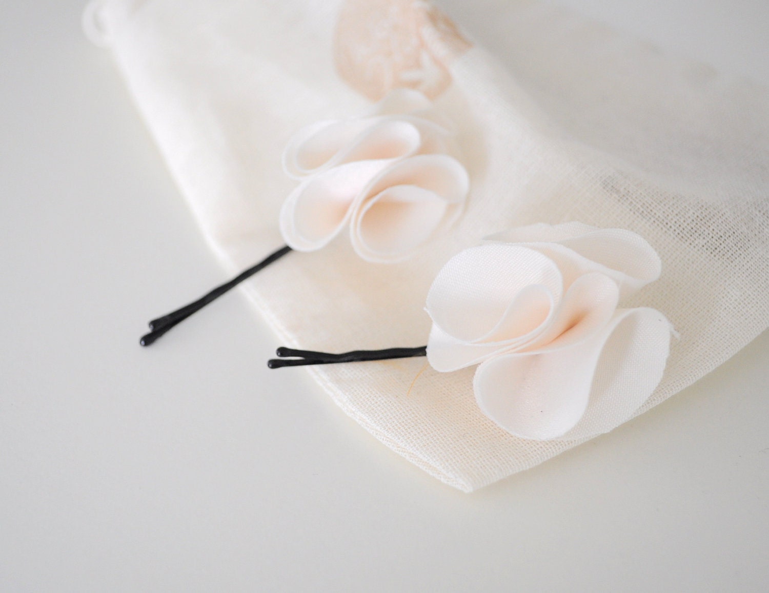 Beautiful Bride. Ruffle Hairpin Set by KimArt - made to order