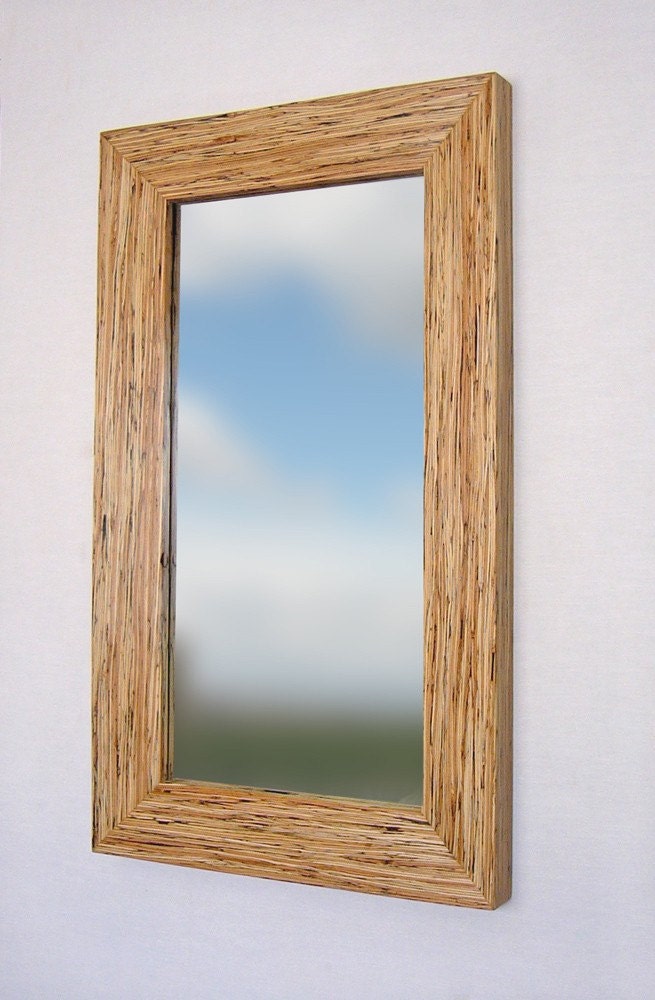 Hanging Framed Mirror, 20X34 Parallam Wood, Modern