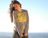 ART PRINT Eco thin zip-up hoodie (yellow on heather grey) unisex