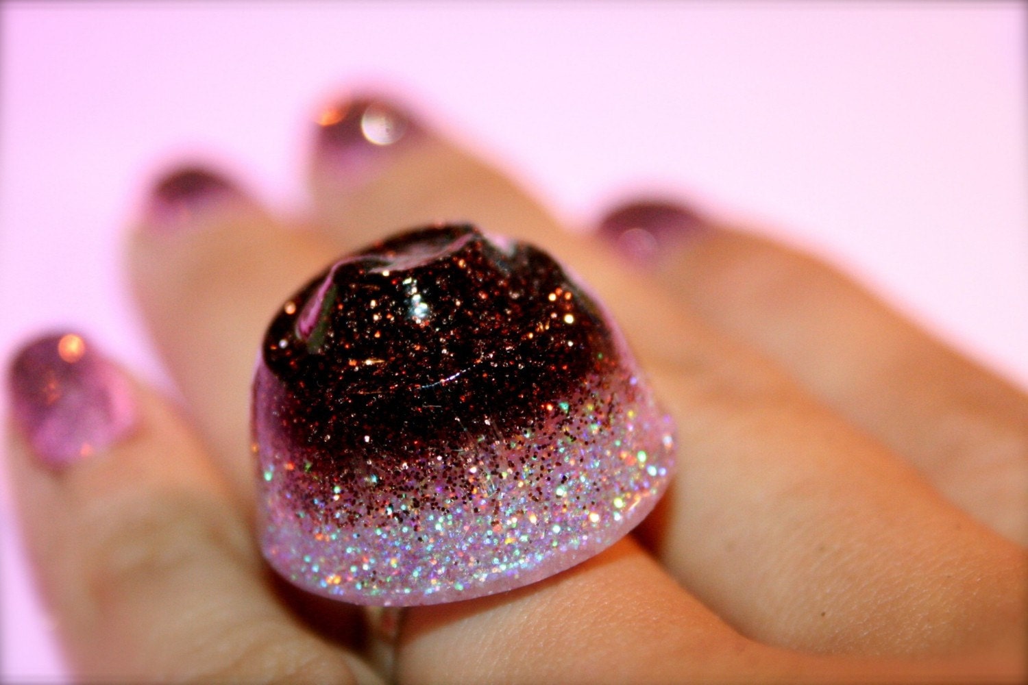 Cordially Yours Glitter Sprinkles Resin Ring