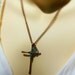 Hammered Copper Cross Wire Wrapped with Silver Pendant and Gemstone Dangle