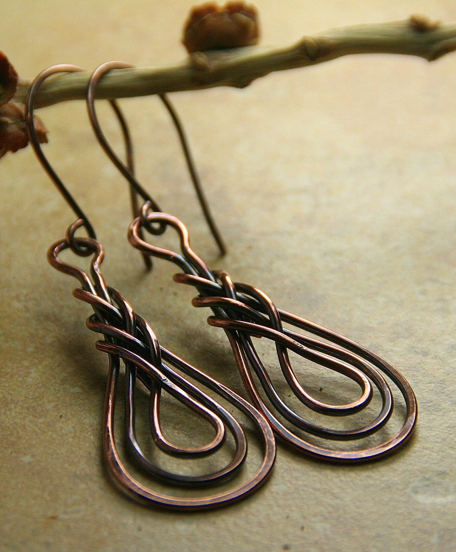 Copper Knotted Dangle Earrings