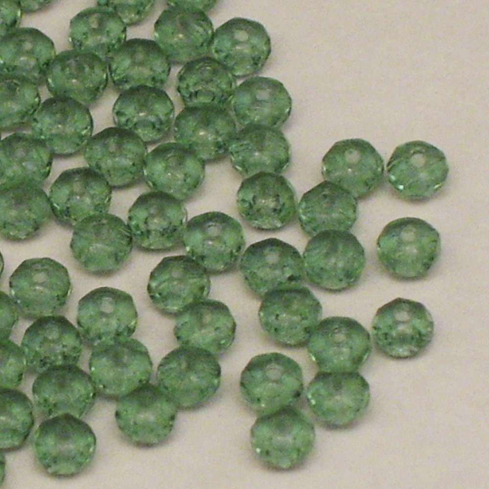 100 Emerald Green 4mm Czech Glass Rondelle Beads