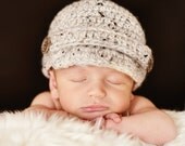 Crochet Pattern PDF - Lil Jackie Hat, Newsboy Sizes Preemie to Adult