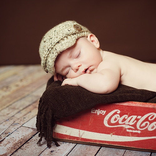 Crochet Pattern PDF - Lil Jackie Hat, Newsboy Sizes Preemie to Adult