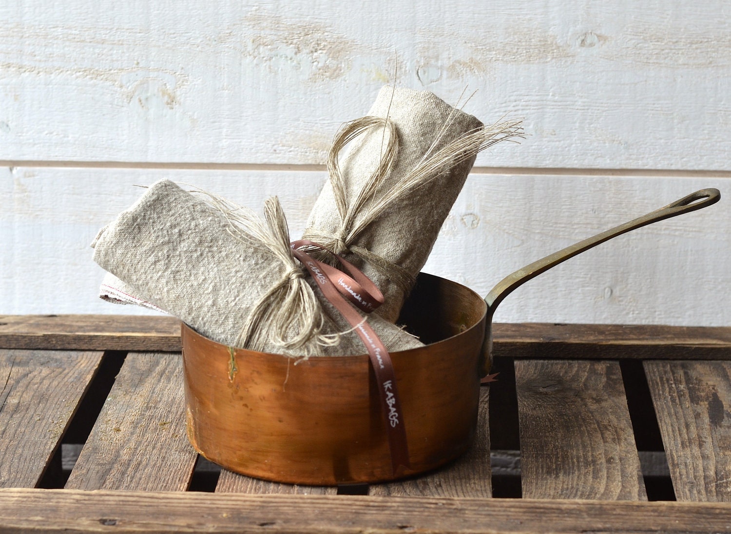 NATURAL French country  Linen Towels/ shabby chic kitchen /Two linen torchon/ eco friendly gift - ikabags