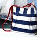 WATER PROOF  Diaper bag / Beach tote Stripes Canvas   Stockholm Navy blue and White- 10 Pockets Blue Pattern  / Made to order