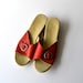 Vintage Red Wedge Sandals/ Worishofer Wannabes / Slip on Buckle Comfort Wedge / Size 8