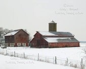 Red Barns in the Snow - Fine Art Print - approx 8 x 10