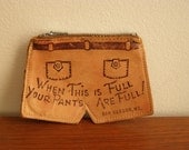 PANTS. Tiny Leather Coin Purse - Souvenir from Bar Harbor MAINE