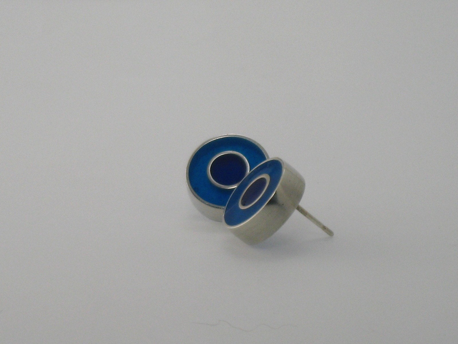 Blue on Blue Resin Earrings/ Sterling Silver and Resin Post Earrings/ Silver Studs