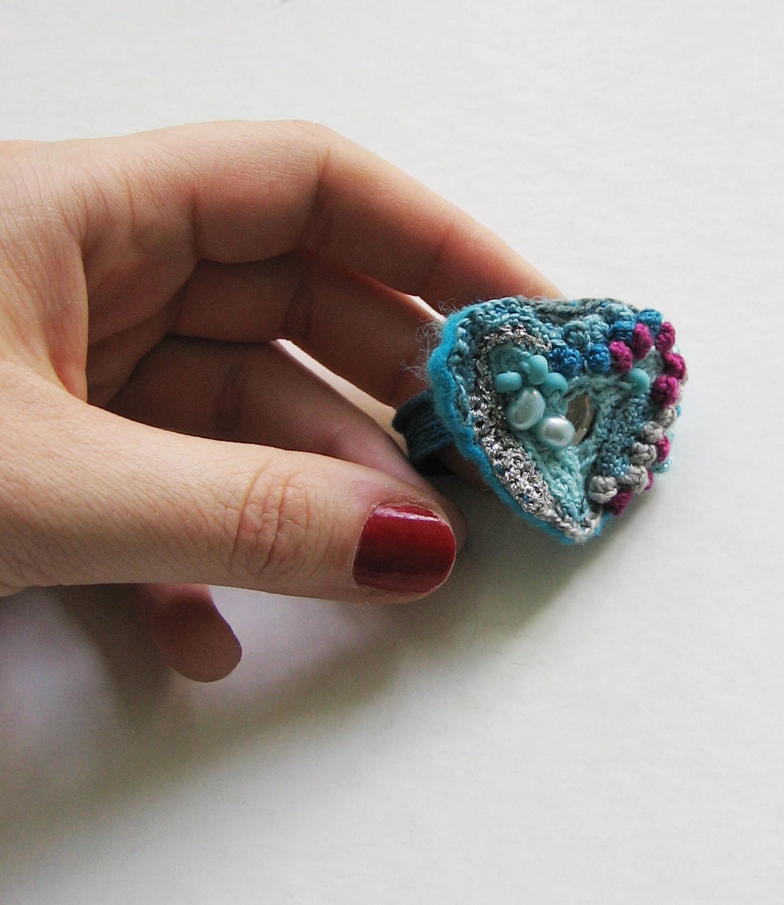 Chalcopyrite mineral- crochet ring