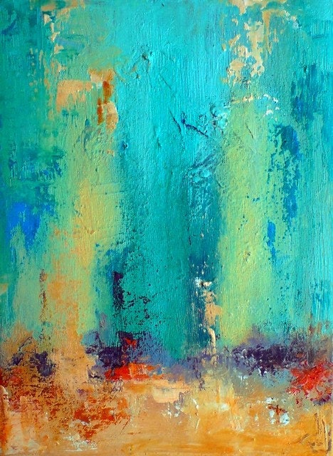 Forest - original oil painting , abstract 7x9 inch