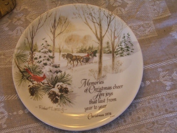 Decorative Christmas Plate WINTER SCENE Robert by violetsandgrace