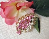 Vintage Pink Rhinestone Brooch
