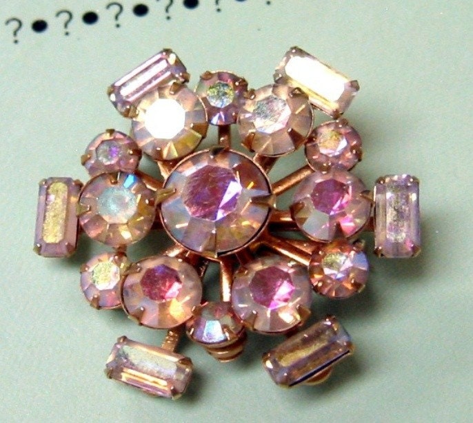 Vintage Rhinestone Snowflake Brooch