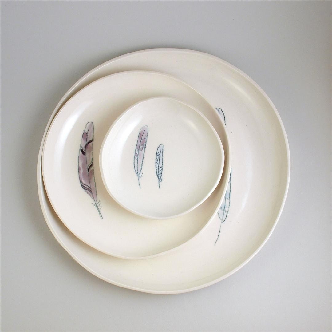 SALE..feathered dessert plate no.39