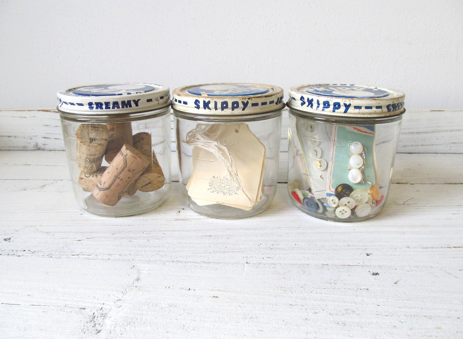 Three Vintage Skippy Jars