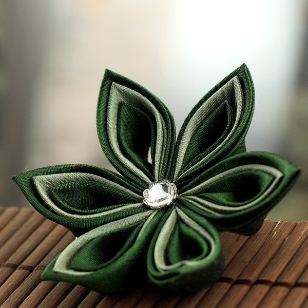 Wood Elf - Kanzashi  Silk Flower Hair Clip