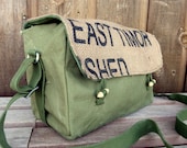 Vintage Military Messenger Bag - Burlap Flap