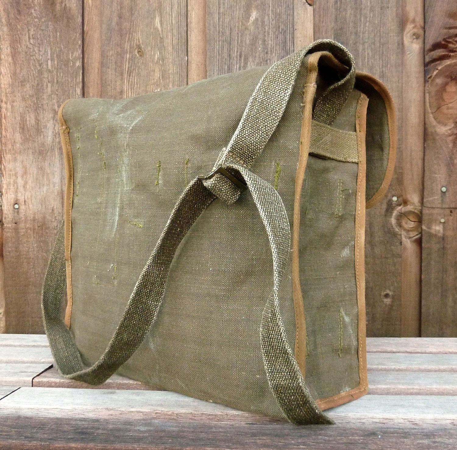 WWII Vintage Linen Military Messenger Bag