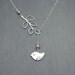 Bird and Branch Lariat Necklace 'Lydia in Grey' with Sterling Silver and Swarovski Pearls