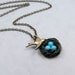 Turquoise Bird Nest Necklace with Swallow in Antiqued Brass