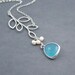 Glass Drop and Branch Necklace - 'Florence Blue Opal' Freshwater Pearls and Sterling Silver Chain