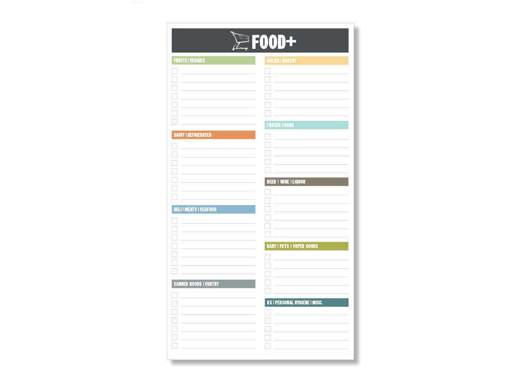 food & grocery shopping notepads