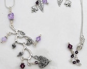Morning Garden in Purple Necklace and Earrings Set