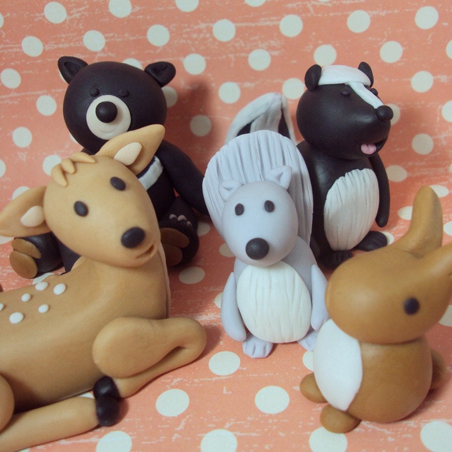 Woodland Animals Set of 5 Cake Toppers Il_170x135