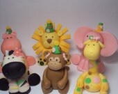 Zoo Party Animals Set of 6- Cupcake or Cake Toppers