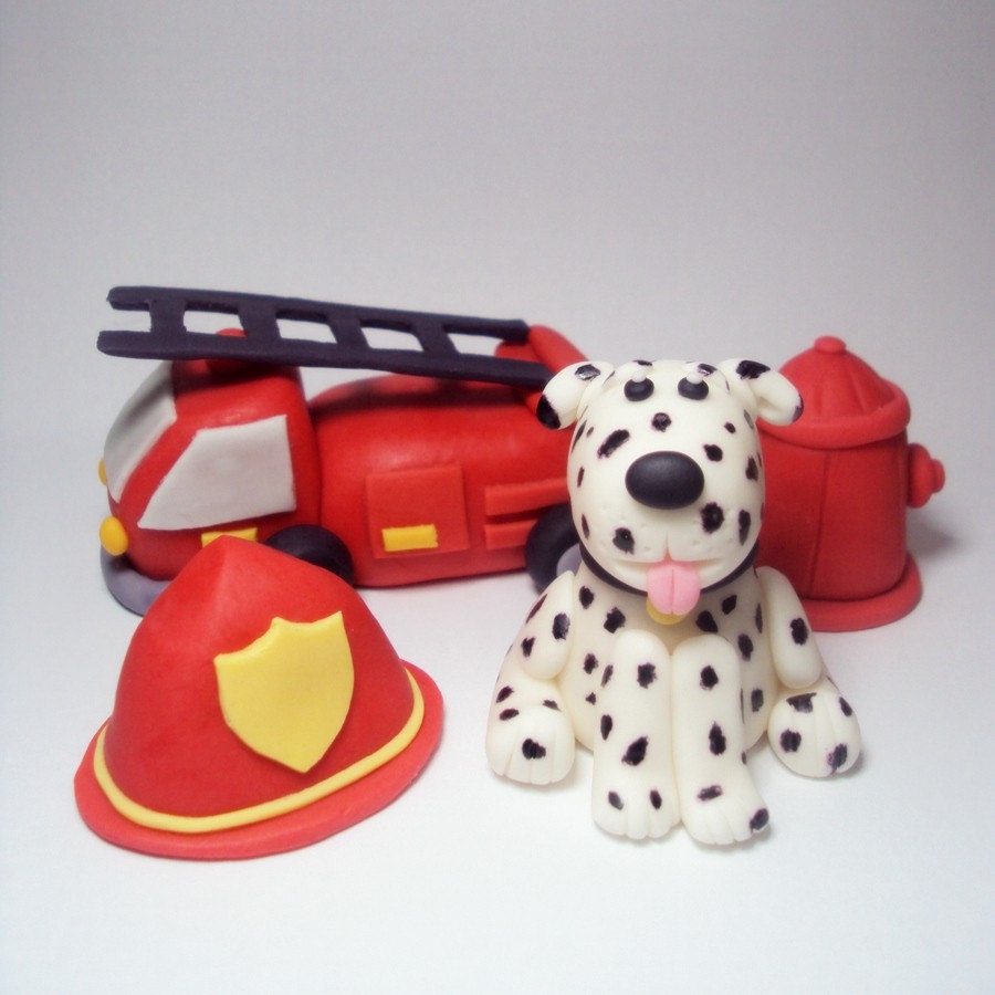 Firefighter Cake Topper Set of 4 Perfect for Birthdays, Baby Showers and More
