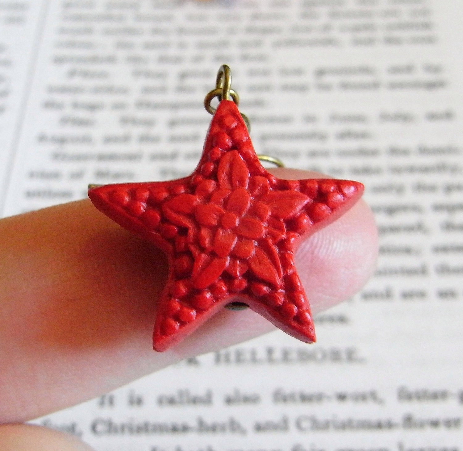 Resin Cinnabar Star Earrings red star, epiphany star, floral design, symbolic jewelry. Bright Star by Starzyia