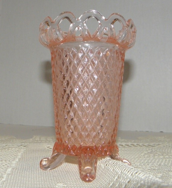 Pink Depression Glass Vase hobnail by ConnieJoe on Etsy