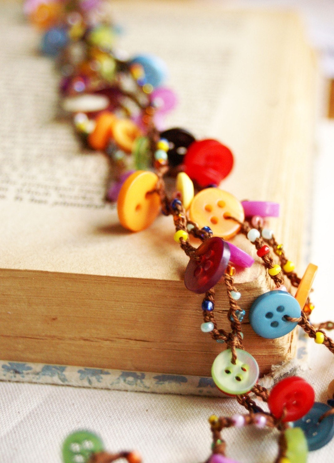 Button necklace button jewelry button crocheted necklace long necklace wrap necklace - rusteam ohtteam - Free Shipping