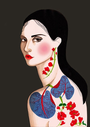 PRINT / Exotic flower tattoo / 8x11