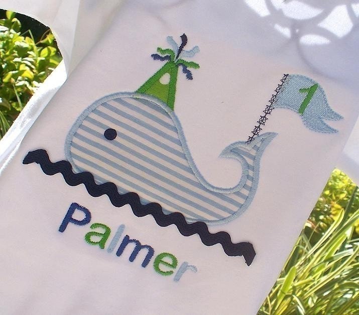 Boys Personalized Appliqued Birthday Whale