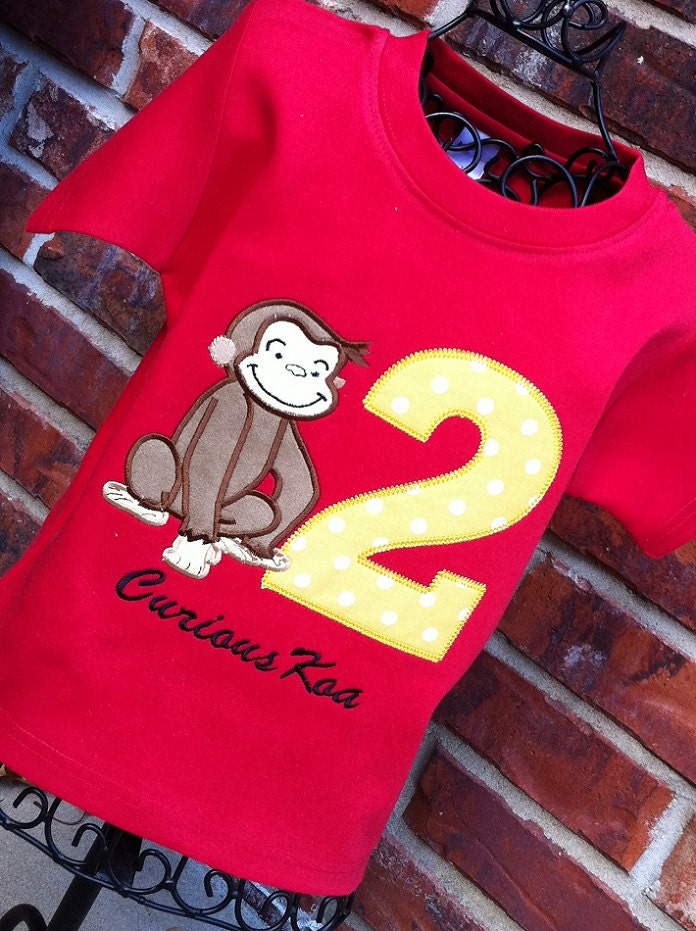 Boys Curious George with Age on SHORT SLEEVES