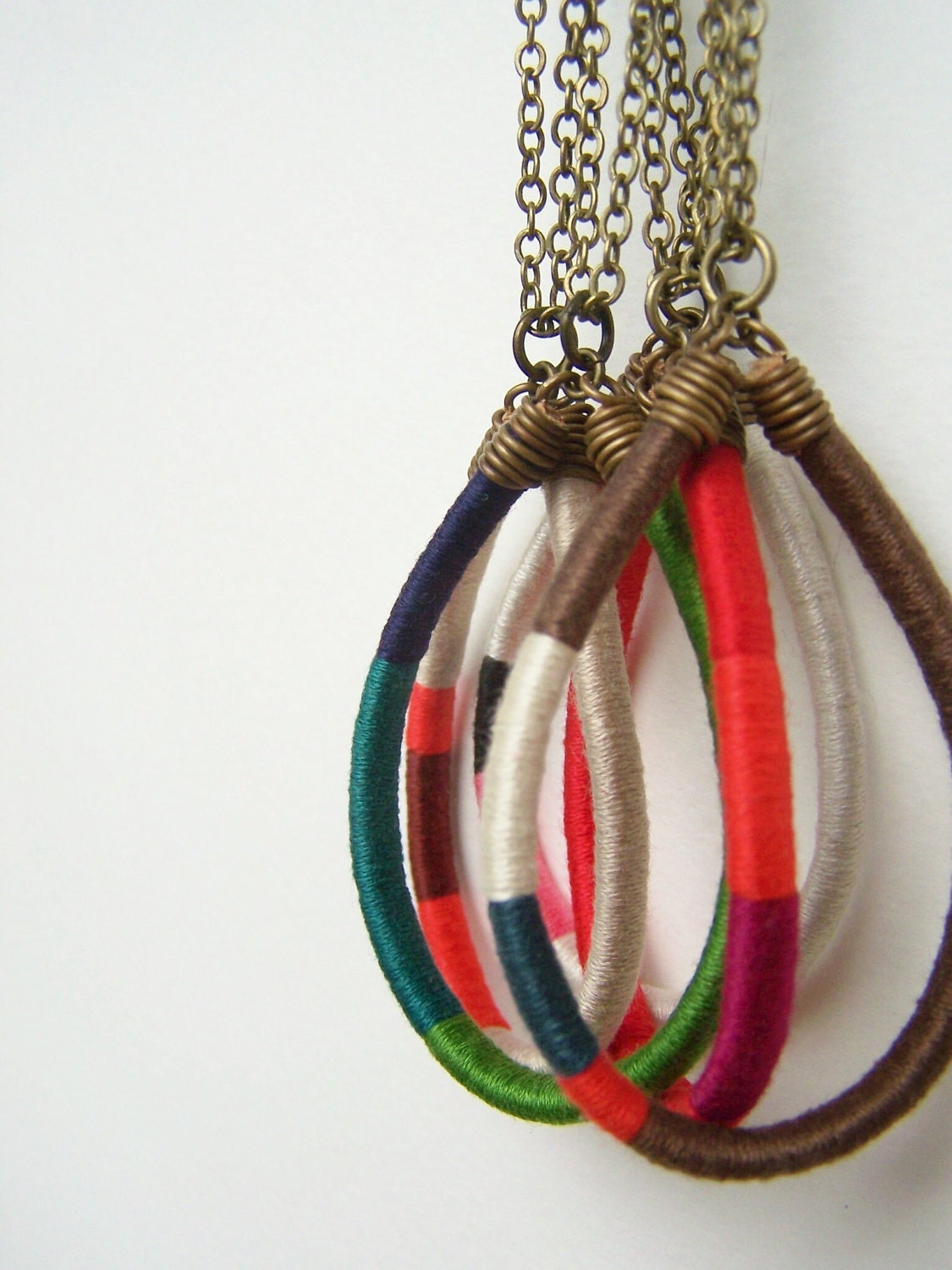 DESIGN YOUR OWN custom large Owen necklace - textile leather antique brass