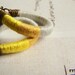 OWEN earrings - textile, leather, antiqued brass (oyster goldenrod canary)