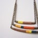 swing tier DAVIS necklace - textile and leather with antiqued brass chain (canary spruce mocha mango carrot)