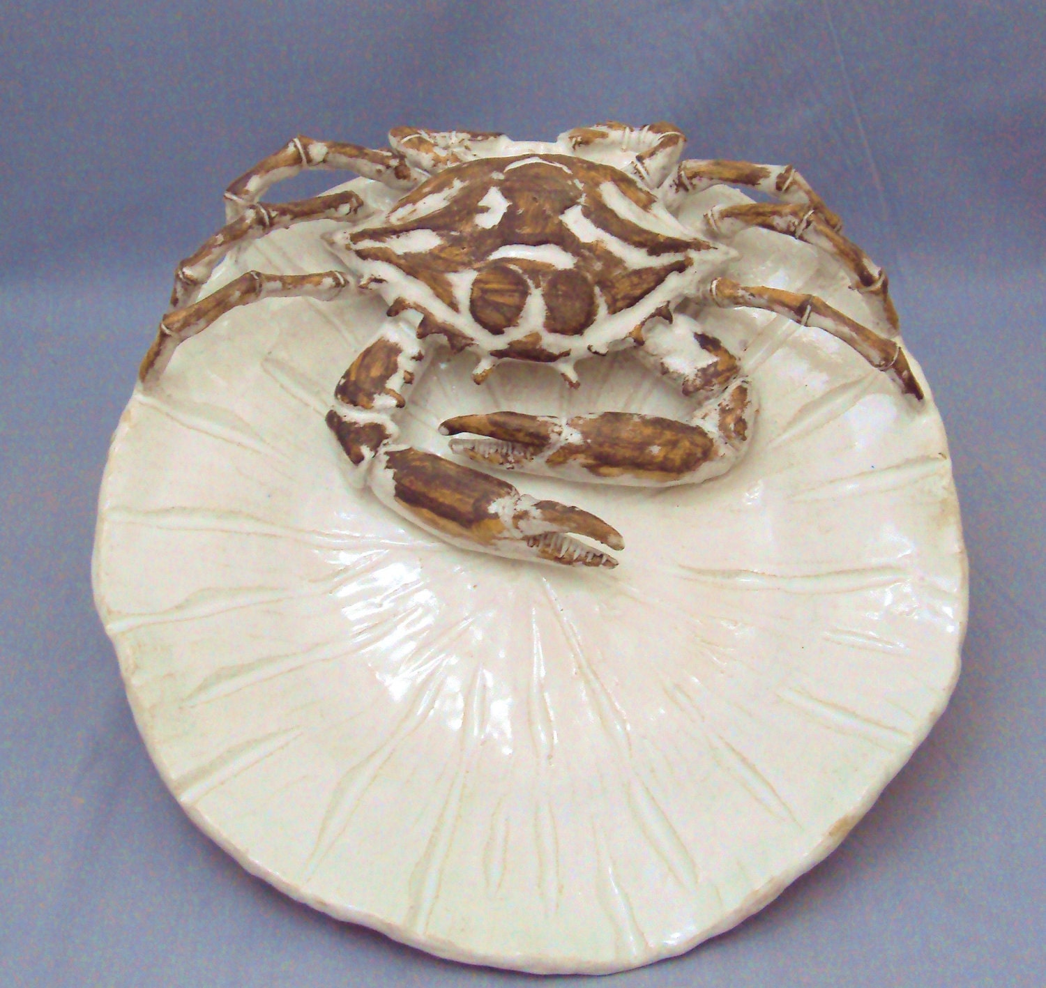 Ceramic Crab Platter by Shayne Greco beautiful mediterranean glazed pottery.