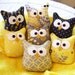 RESERVED for afran03...5 Darling Little Owl Ornaments .....In Yellow and Gray